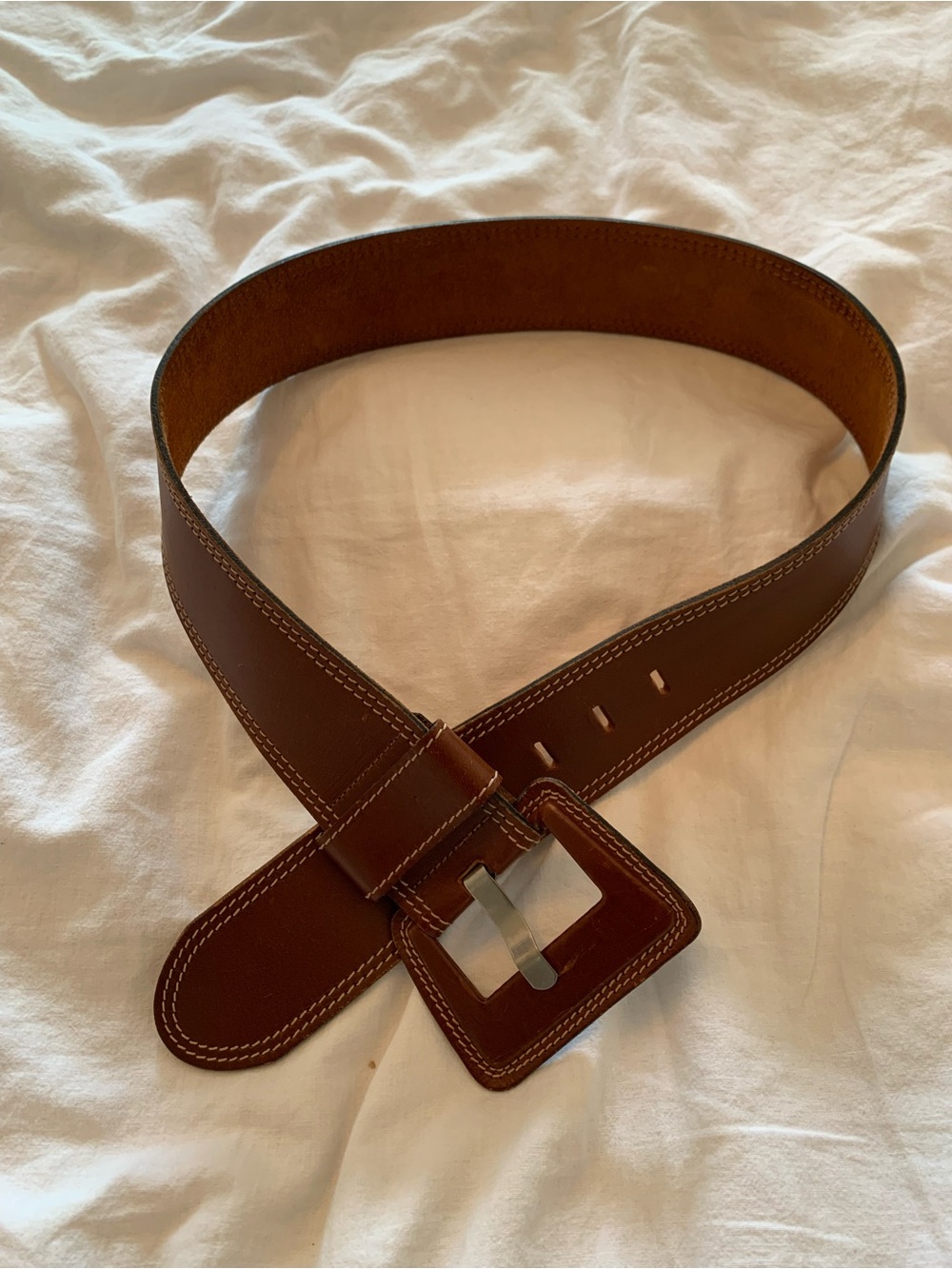 Brown Leather women’s Belt with Square Buckle